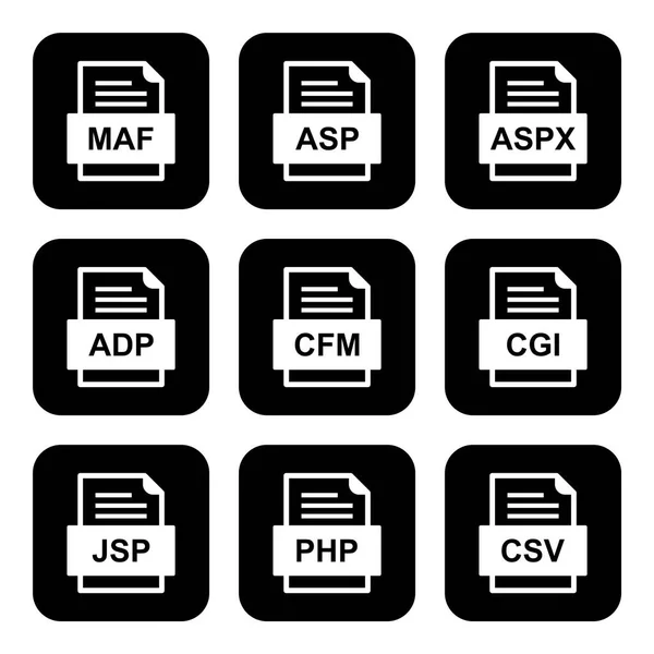 Conjunto Ícones Formatos Arquivo —  Vetores de Stock