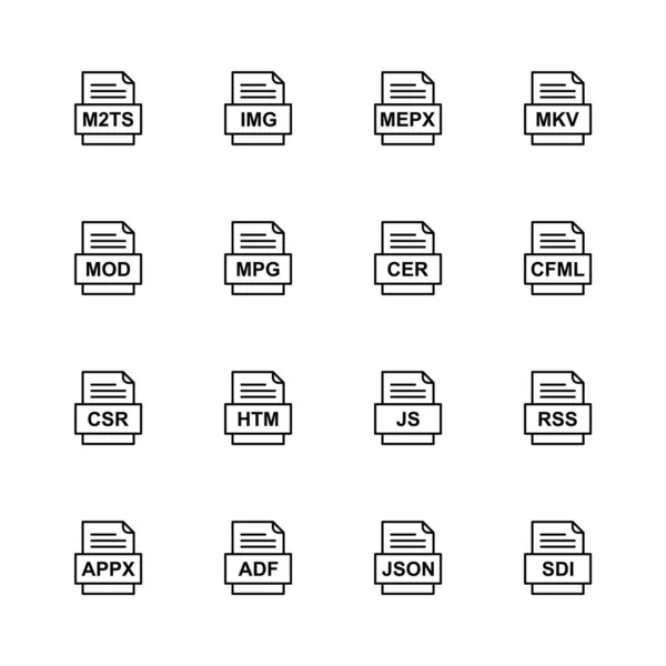 Ensemble Icônes Formats Fichiers — Image vectorielle