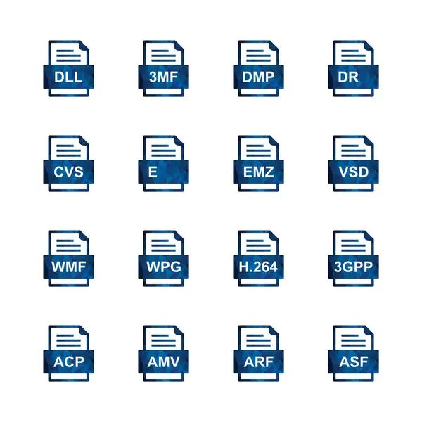 Ensemble Icônes Formats Fichiers — Image vectorielle