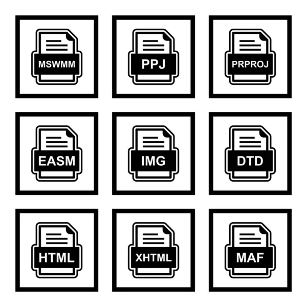 Conjunto Iconos Formatos Archivo — Archivo Imágenes Vectoriales