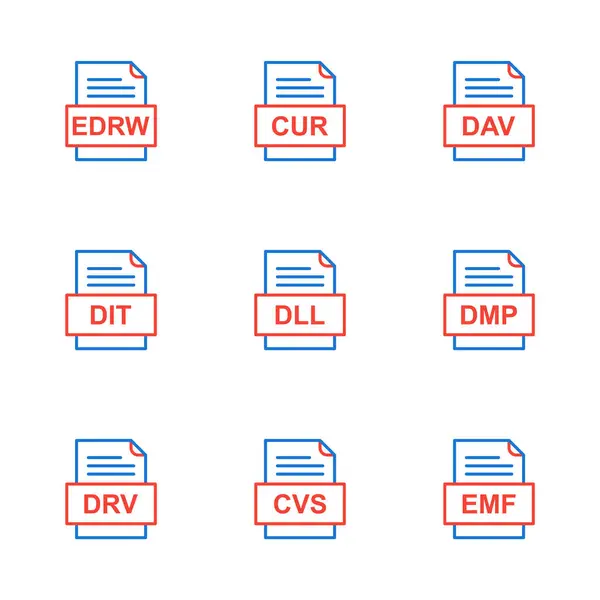 Ensemble Icônes Formats Fichiers — Image vectorielle