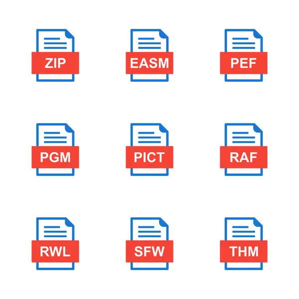 Zestaw Ikon Formatów Plików — Wektor stockowy