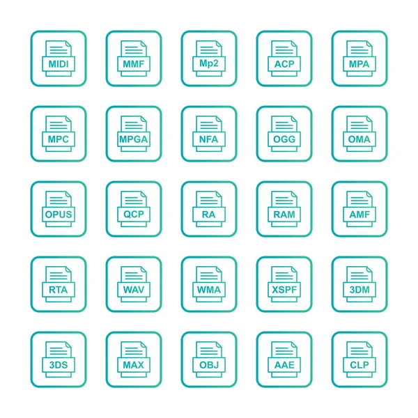 Set File Formats Icons — Stock Vector