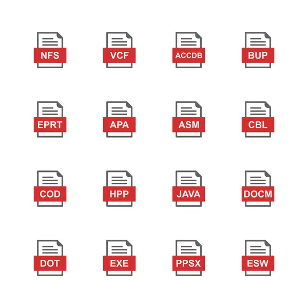 Set Van Bestandsformaten Pictogrammen — Stockvector