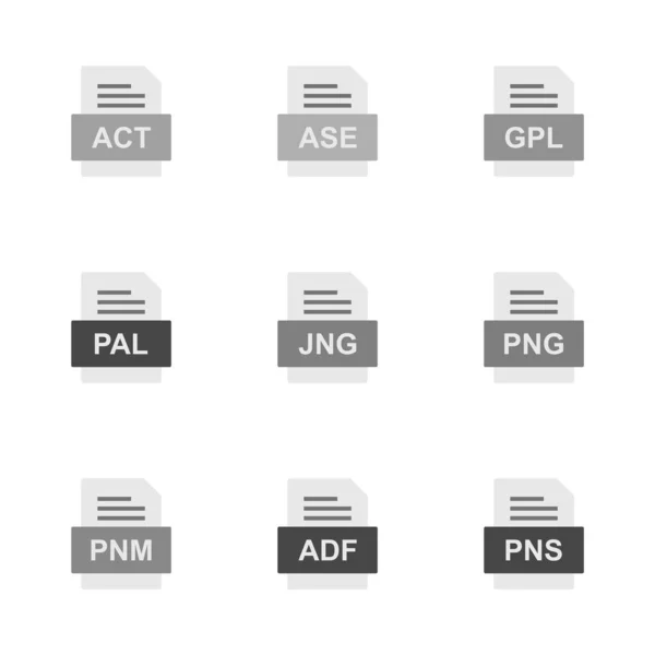 Set Von Symbolen Für Dateiformate — Stockvektor