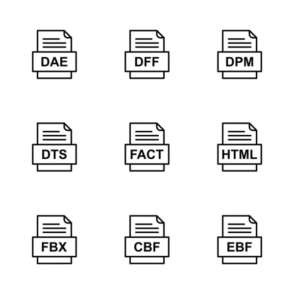 Ensemble Icônes Formats Fichiers — Image vectorielle