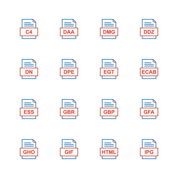 Ensemble Icônes Formats Fichiers — Image vectorielle