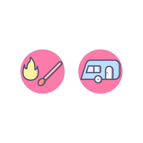 Icon Set Camping Personal Commercial Use — стоковый вектор