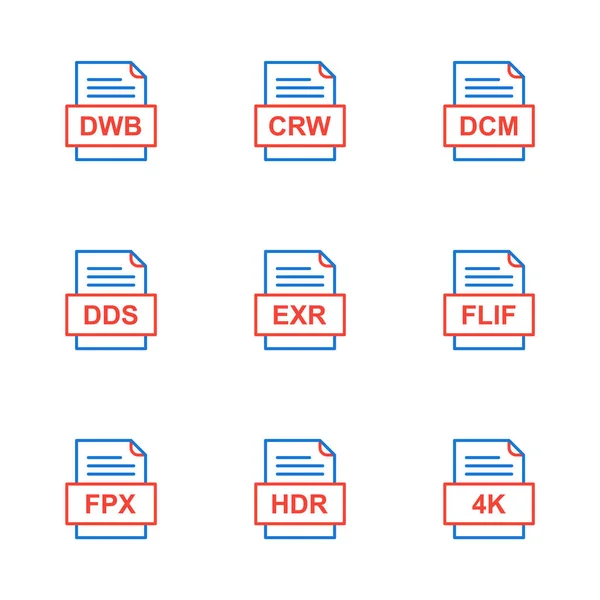 Set Von Symbolen Für Dateiformate — Stockvektor