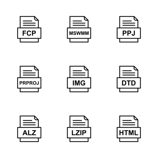 Conjunto Iconos Formatos Archivo — Vector de stock