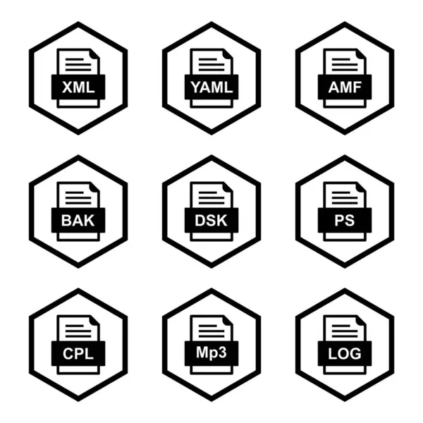 Set Von Symbolen Für Dateiformate — Stockvektor