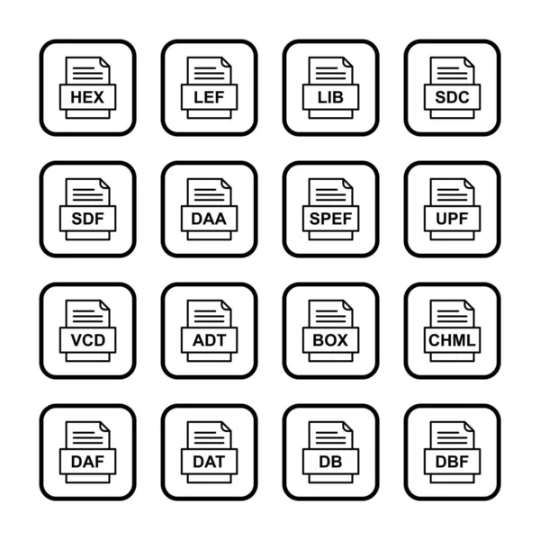 Ensemble Icônes Formats Fichiers — Image vectorielle