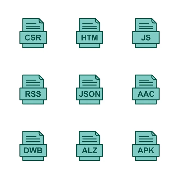 Set Von Symbolen Für Dateiformate — Stockvektor