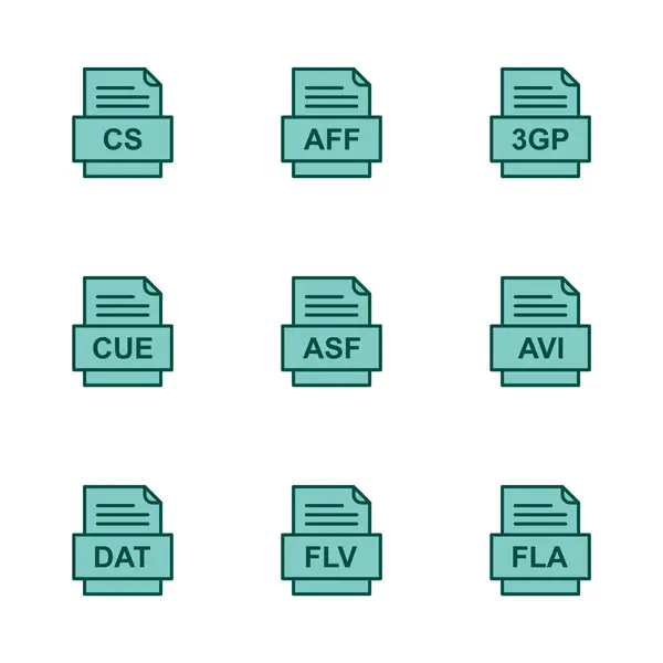 Ensemble Icônes Formats Fichiers — Image vectorielle