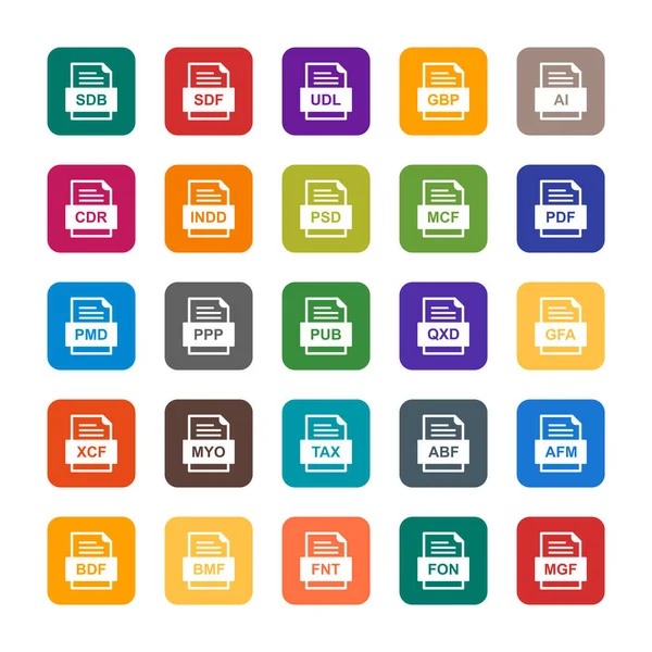 Set File Formats Icons — Stock Vector