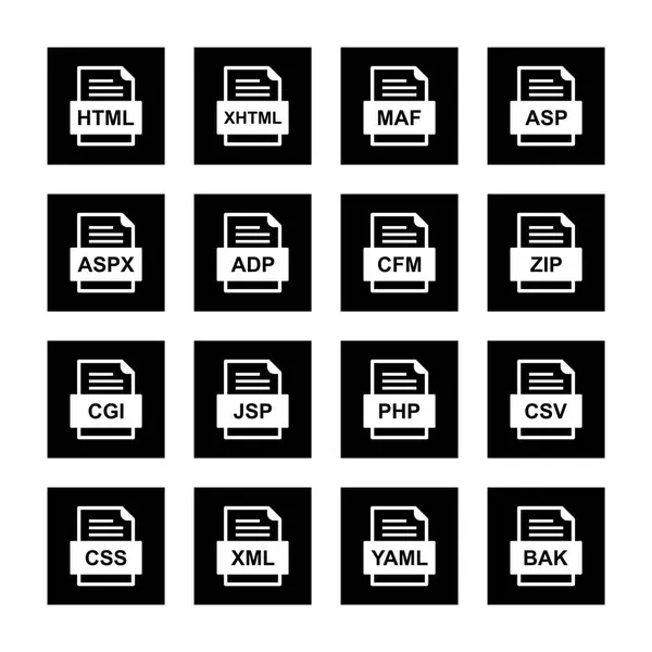 Ensemble Icônes Formats Fichiers — Image vectorielle