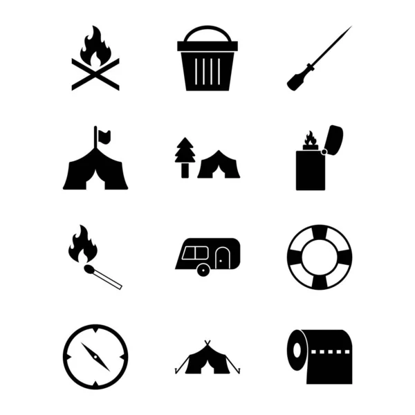 Icon Set Von Camping Für Den Persönlichen Und Kommerziellen Gebrauch — Stockvektor