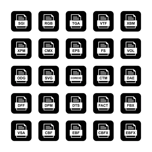 Ensemble Icônes Formats Fichiers — Image vectorielle