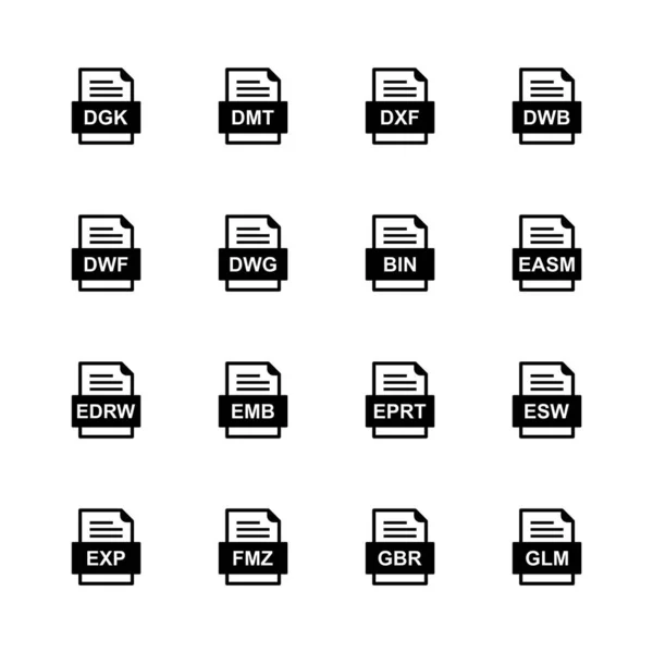 Ensemble Icônes Formats Fichiers — Image vectorielle