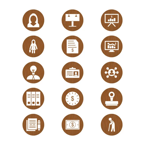 Beyaz arkaplanda 15 adet iş simgesi izole edildi...