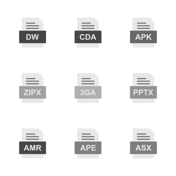 Ensemble Icônes Formats Fichiers — Image vectorielle