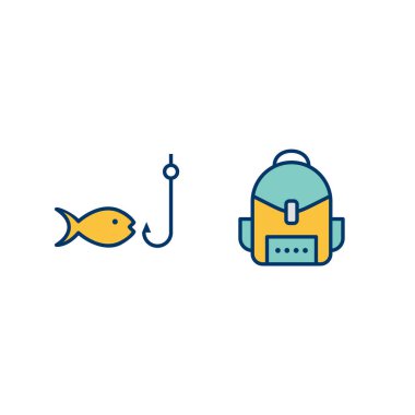 Beyaz arkaplanda izole edilmiş 2 kamp simgesi...