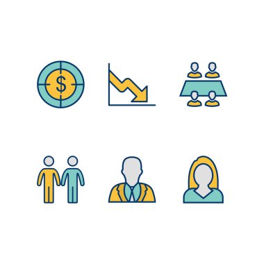 Beyaz Arkaplan Vektörü İzole Edilmiş Elementler Üzerine 6 iş simgesi