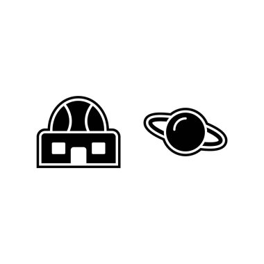 Beyaz Arkaplan Vektörü İzole Edilmiş Elementler Üzerine 2 Astronomi Simgesi...