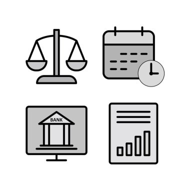 Beyaz arkaplanda 4 adet bankacılık simgesi izole edildi...