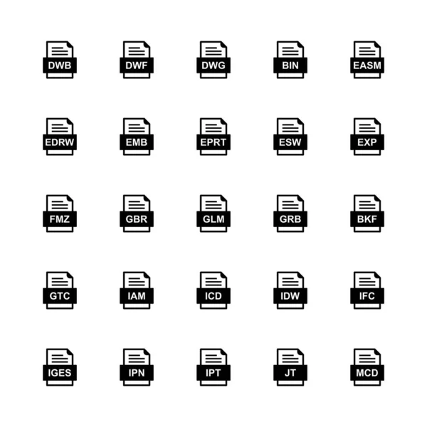 Set Von Symbolen Für Dateiformate — Stockvektor