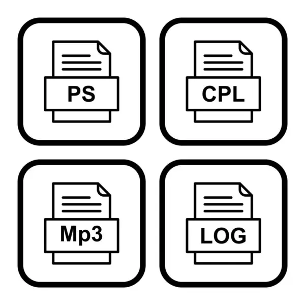 Set Von Symbolen Für Dateiformate — Stockvektor