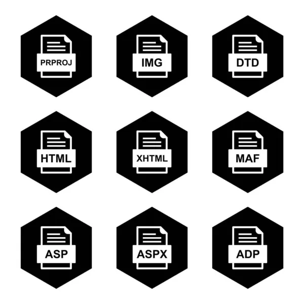 Set Von Symbolen Für Dateiformate — Stockvektor