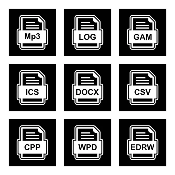 Conjunto Ícones Formatos Arquivo — Vetor de Stock