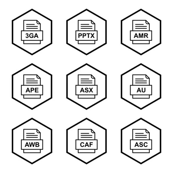 Set Icone Formati File — Vettoriale Stock