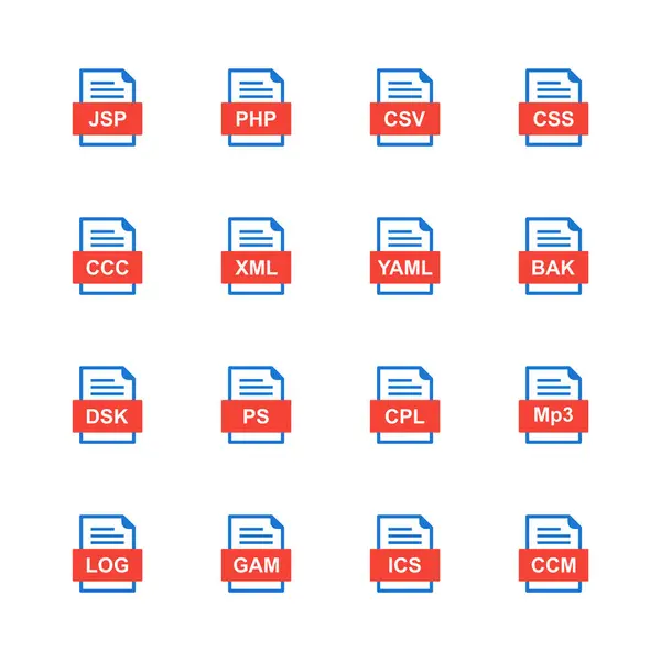 Set Van Bestandsformaten Pictogrammen — Stockvector