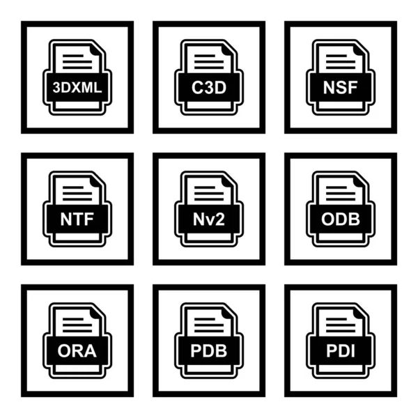 Set Icone Formati File — Vettoriale Stock