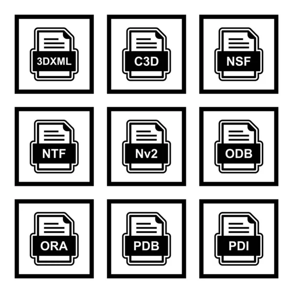 Set Von Symbolen Für Dateiformate — Stockvektor