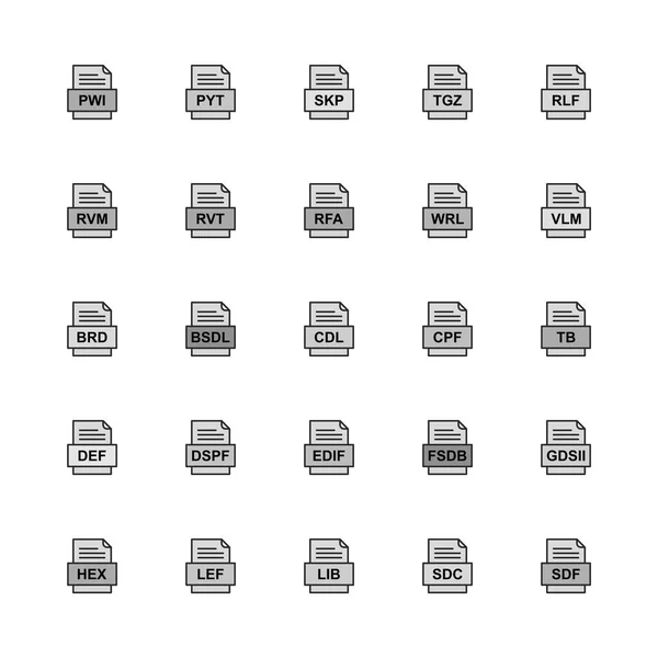 Conjunto Ícones Formatos Arquivo —  Vetores de Stock