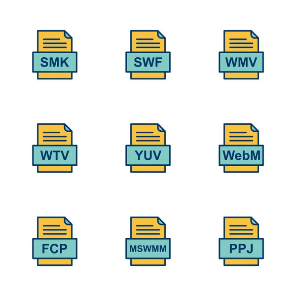 Set Von Symbolen Für Dateiformate — Stockvektor