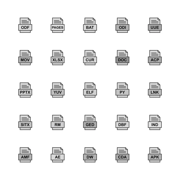 Ensemble Icônes Formats Fichiers — Image vectorielle