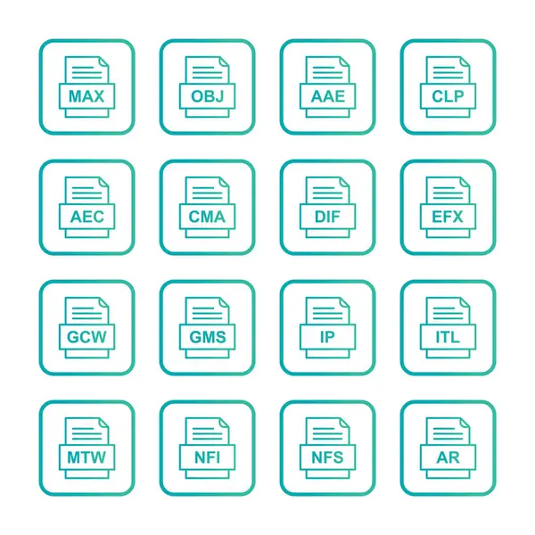 Ensemble Icônes Formats Fichiers — Image vectorielle