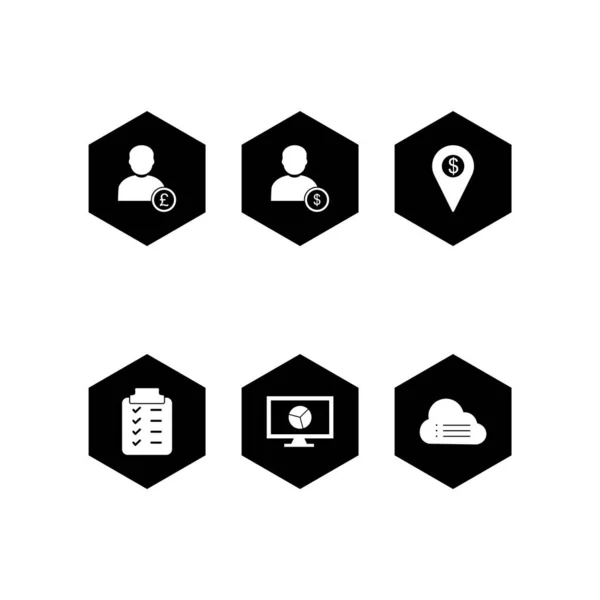 Set Von Business Symbolen Auf Weißem Hintergrund Vektor Isolierte Elemente — Stockvektor