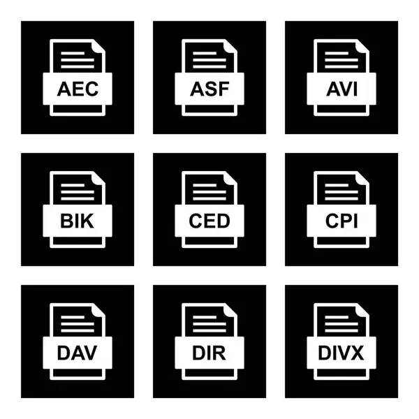 Set Von Symbolen Für Dateiformate — Stockvektor