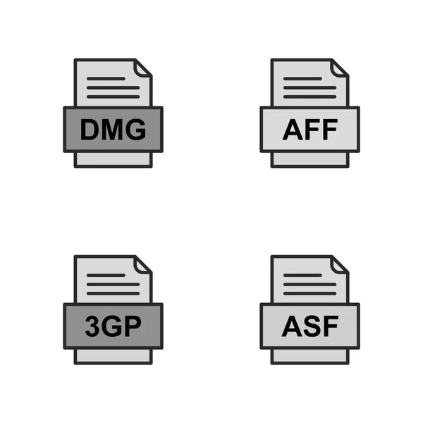 4つのファイル形式のアイコンのセット — ストックベクタ