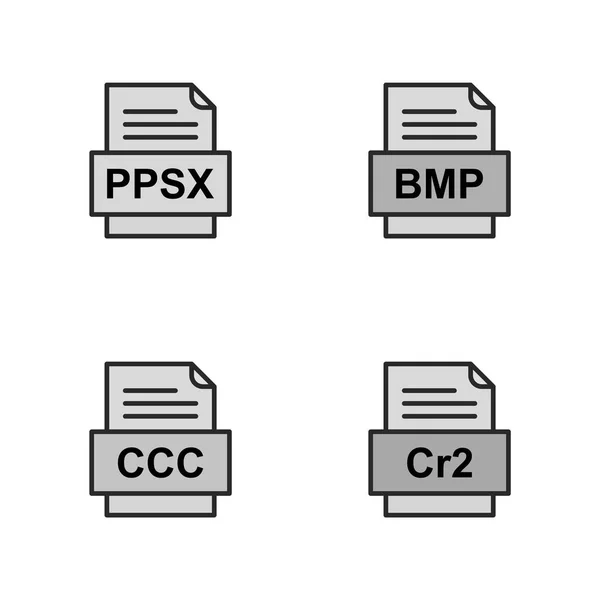 4つのファイル形式のアイコンのセット — ストックベクタ