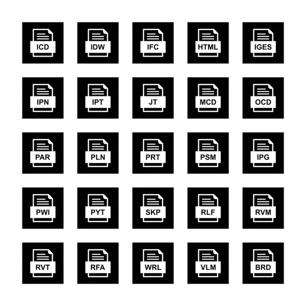 Set File Formats Icons — Stock Vector