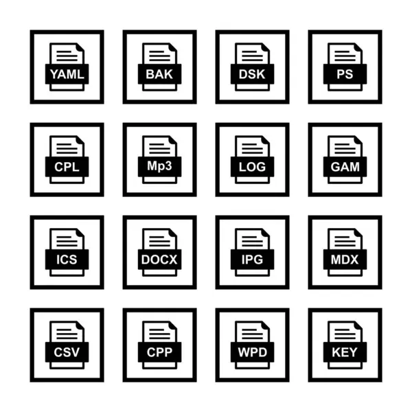 Conjunto Ícones Formatos Arquivo — Vetor de Stock