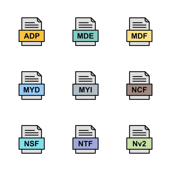9ファイル形式のアイコンのセット — ストックベクタ