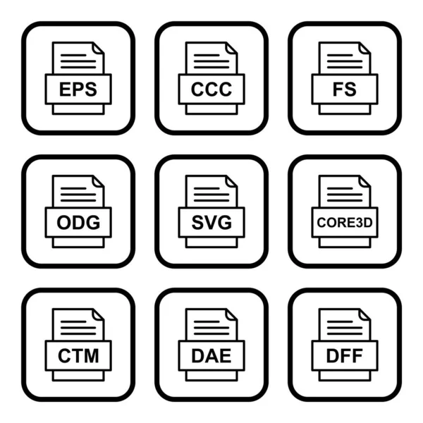 Set File Formats Icons — Stock Vector