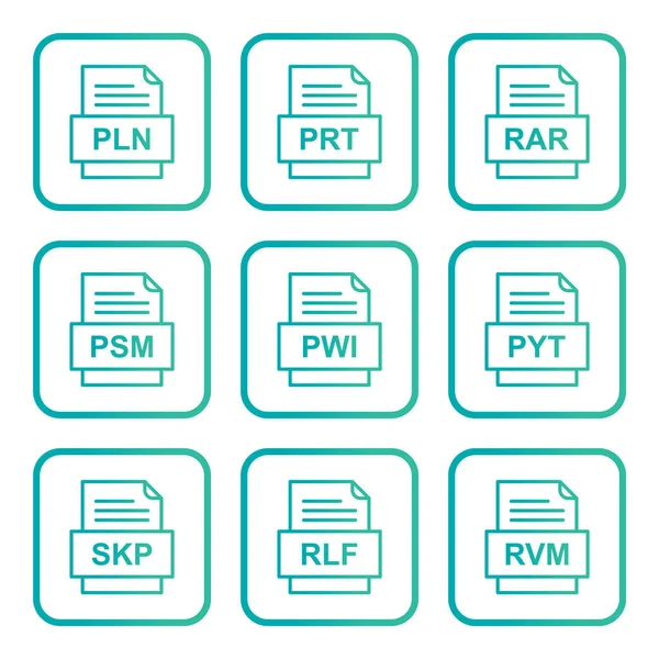 Set Icone Formati File — Vettoriale Stock